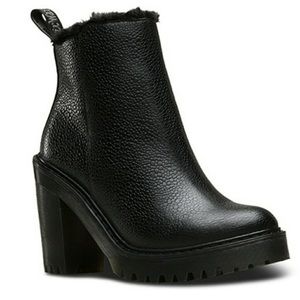 Dr Martens Magdalena fur lined heeled ankle boots